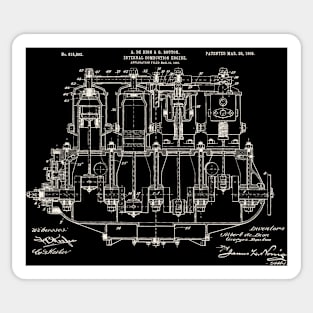 De Dion 1908, Engine ,original patent drawing marbled black background Sticker